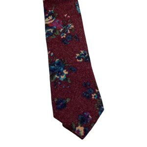 Skinny‎ Tie Madness Mens Floral Neck Tie Burgundy Multicolor Cotton SKM3222